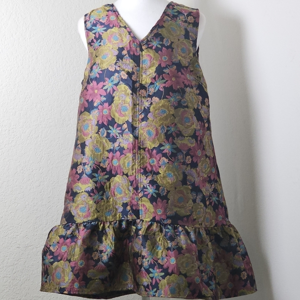 TCEC Floral Jacquard High Neck Dress Sz M Romantic,Flirty